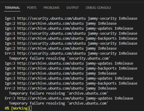 名前解決ができないときのsudo apt update画像